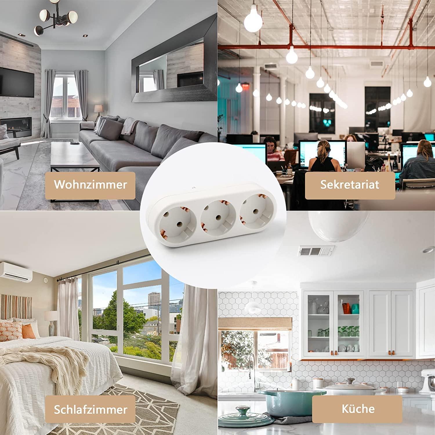 Nhiều ổ cắm, 2 mảnh bộ chuyển đổi ổ cắm 250V/16A 3680W ổ cắm di động, ổ cắm tấm tường, ổ cắm di động, cho văn phòng, tại nhà, du lịch, màu trắng