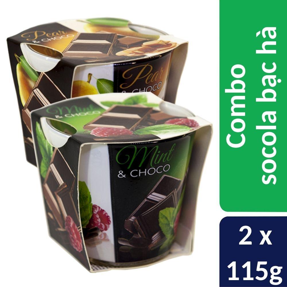 Combo 2 ly nến thơm Bartek nhập khẩu Châu Âu Mint Pear & Choco 115g - sôcôla bạc hà