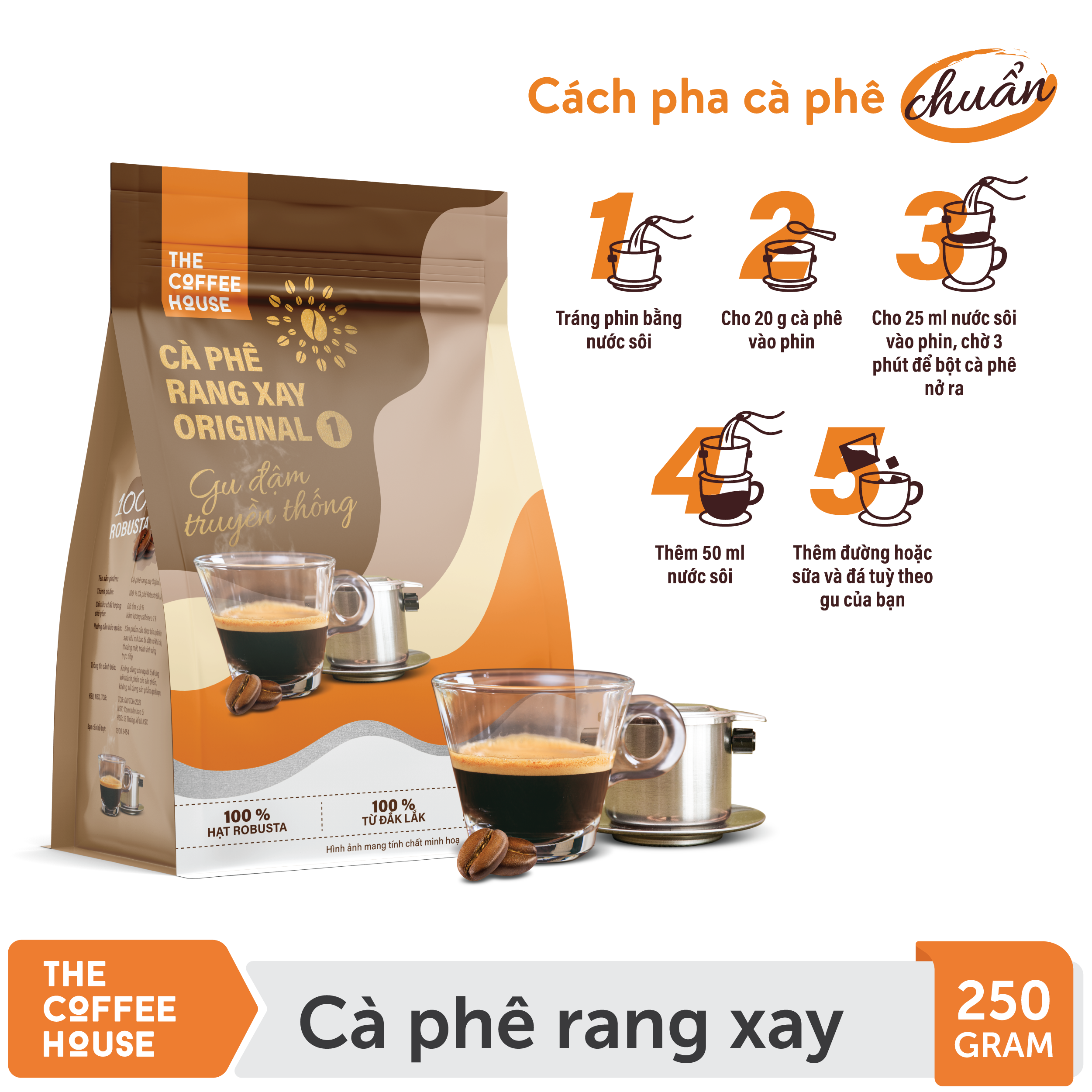 Combo 2 Cà phê rang xay Original 1 The Coffee House (250g/Gói) Cafe nguyên chất