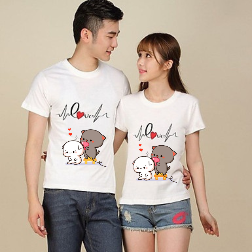 Áo Đôi Phông Rộng TT18, Áo Thun Nam Nữ In Nhịp Tim ý Nghĩa