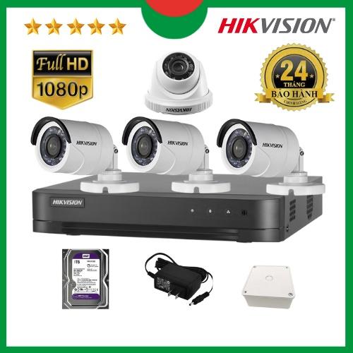 Trọn bộ Camera quan sát Hikvision 1/2/3/4 mắt 2MP, Kèm ổ cứng HDD 1TB. Hàng chính hãng