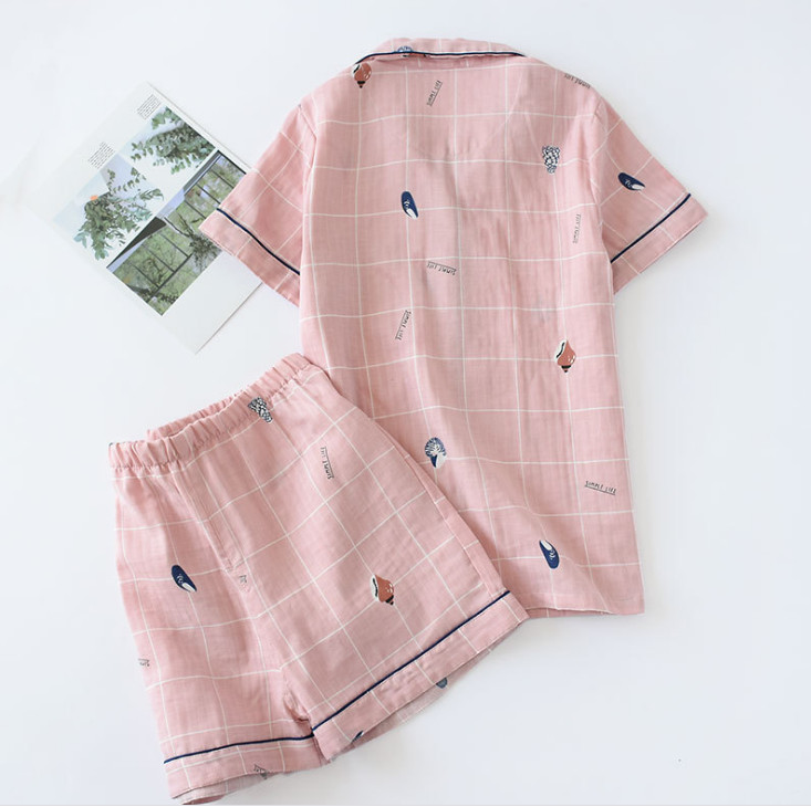 Pijama nữ ngắn tay, Đồ Bộ Mặc Nhà Azuno AZ2993 Chất Liệu Xô Mặc Hè Cực Mát Hoạ Tiết Kẻ Caro