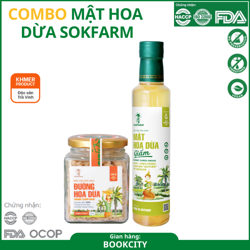 [COMBO SOKFARM] ĐƯỜNG HOA DỪA + GIẤM MẬT HOA DỪA - DÀNH CHO NGƯỜI ĂN KIÊNG, ĂN CHAY, ỔN ĐỊNH ĐƯỜNG HUYẾT