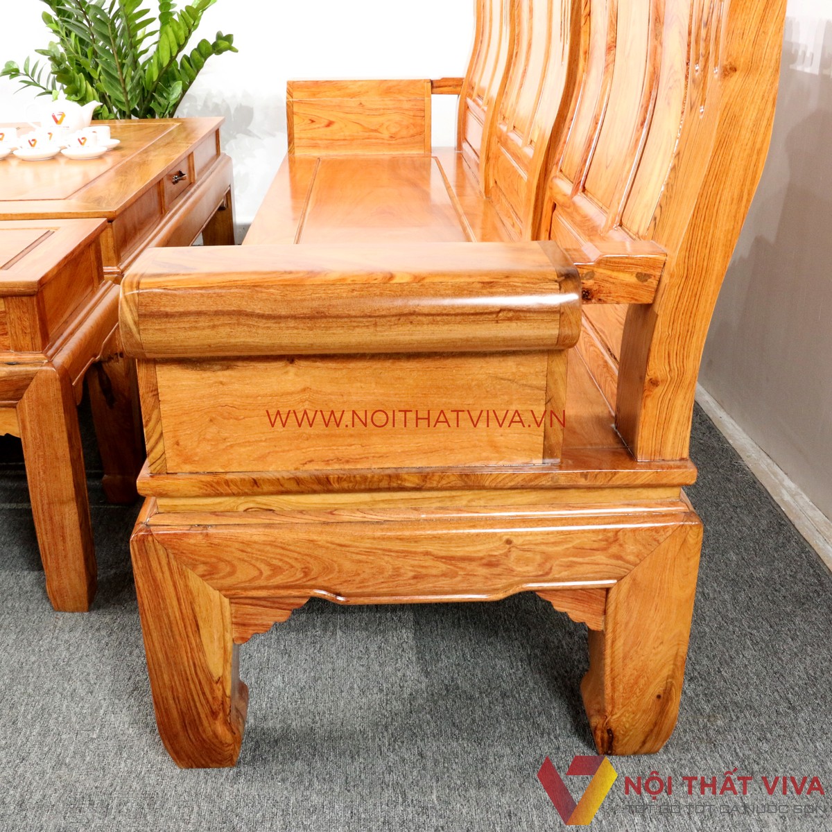 Bộ Bàn Ghế Salon Tần Thủy Hoàng Gỗ Hương Đá Chạm Tượng 6 Món Cao Cấp