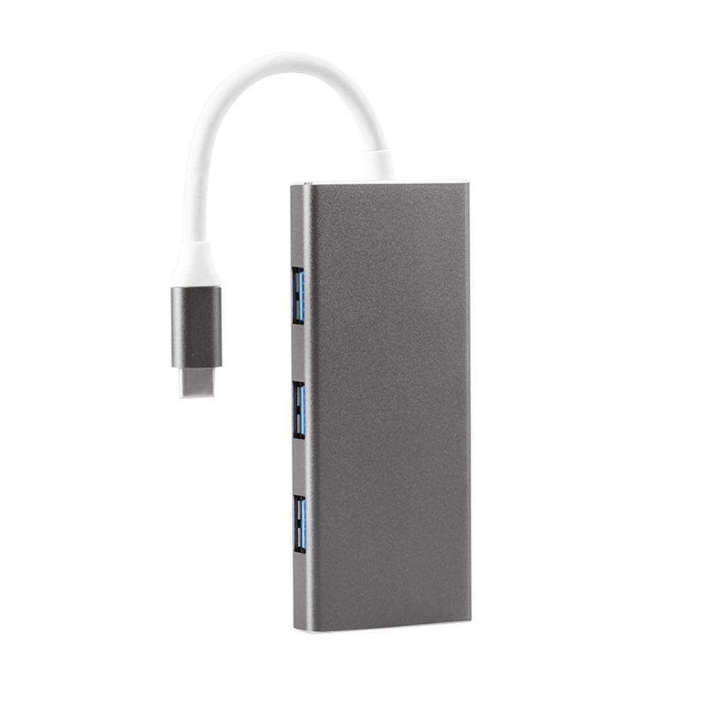 7 in 1 Type C Mult-Port USB  Hub Adapter with  TF Card Reader Gray