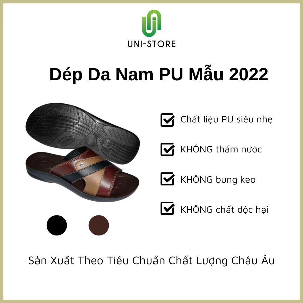 Dép da nam PU01 đế PU siêu nhẹ, không thấm nước, không bung keo, sản xuất theo tiêu chuẩn xuất khẩu Châu Âu