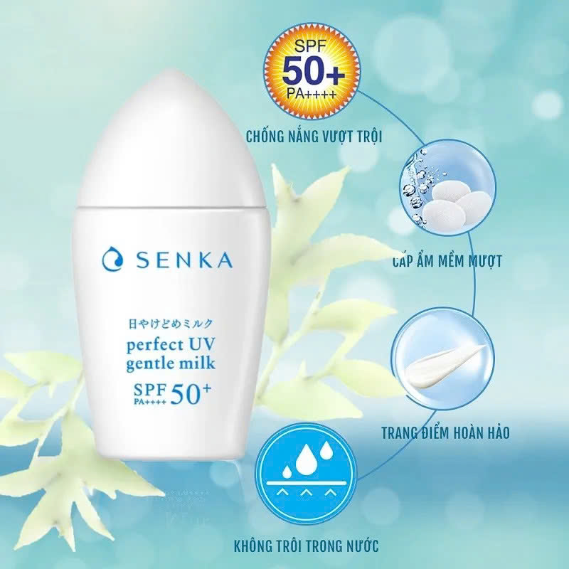 Sữa Chống Nắng Senka Cho Da Nhạy Cảm Perfect UV Gentle Milk SPF50+ PA++++ 40ml