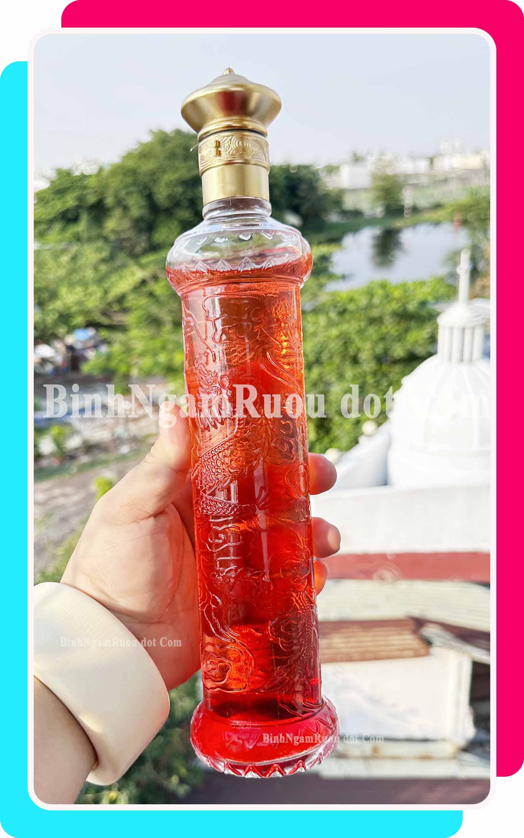 C61 Chai Đựng Rượu Thủy Tinh Họa Tiết Rồng Sang Trọng - Cao Cấp 500ml - Đẹp Cao Cấp - Nắp Kín Thủy Tinh Trong - Tặng Biếu Sang Trọng