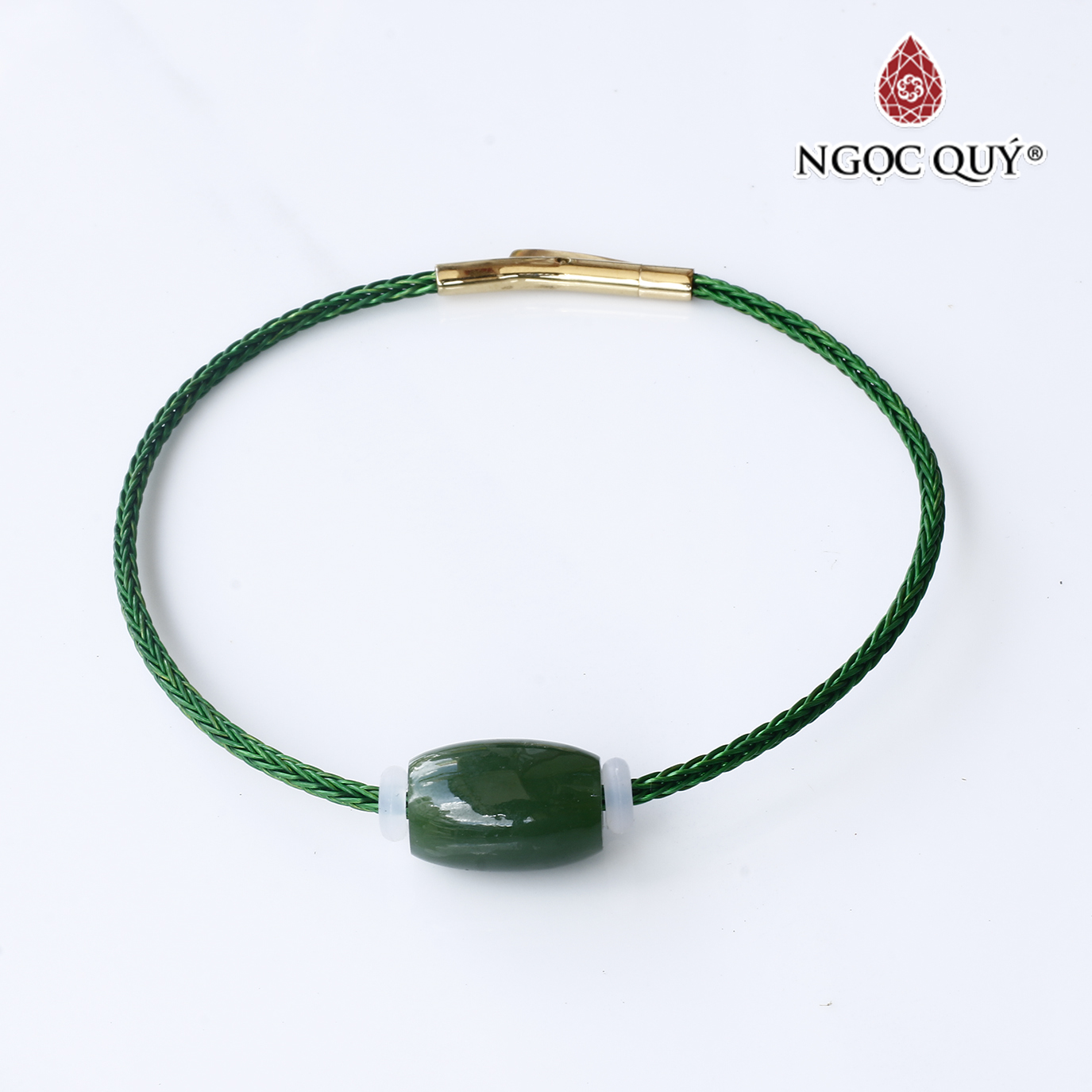 Vòng dây thép lu thống ngọc bích 15x10mm mệnh hỏa, thổ - Ngọc Quý Gemstones