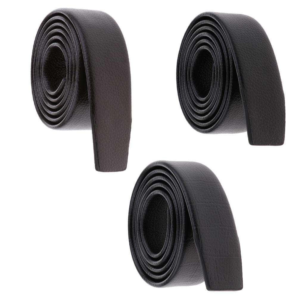 2x Fashion Waist Belt PU Leather Belt Adjustable Automatic Buckle Men Black