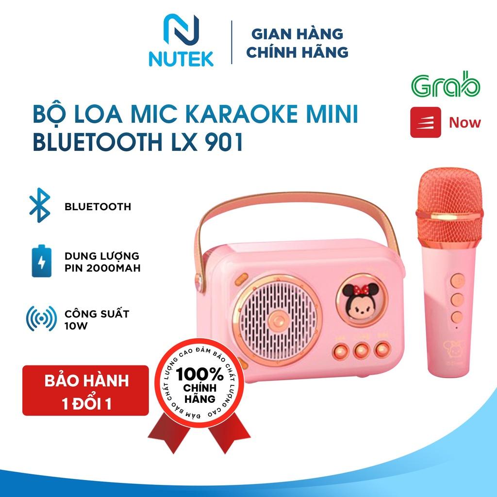 Bộ Loa Mic Karaoke Mini Không Dây Bluetooth Disney LX 901, Siêu Kute, Âm Thanh Sống Đông, Type C