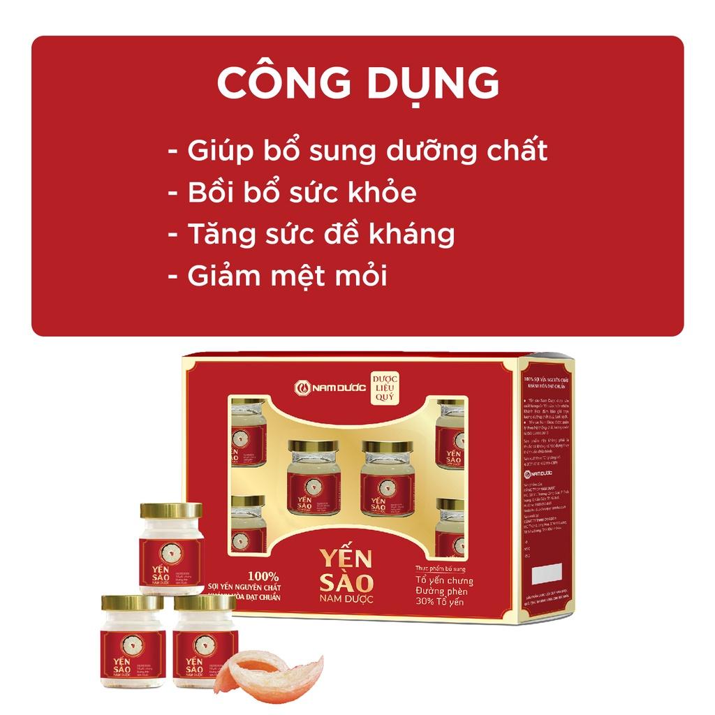 Yến sào Nam Dược hộp 6 lọ x 70ml tổ yến chưng đường phèn bồi bổ sức khỏe, tăng sức đề kháng, giảm mệt mỏi