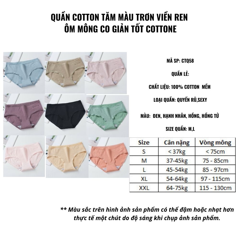 Quần cotton tăm màu trơn ôm mông co giãn tốt cottone