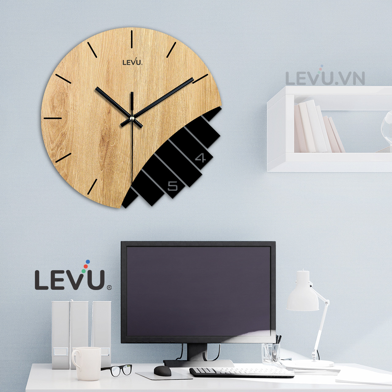 Đồng Hồ Gỗ Treo Tường LEVU DH11 mẫu kim trôi bán chạy