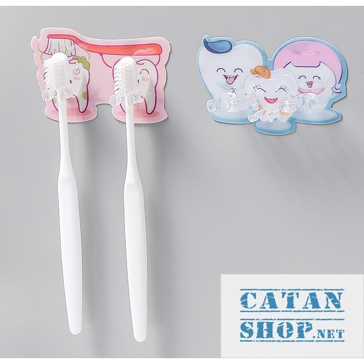 Miếng dán tường HÌNH CHIẾC RĂNG treo bàn chải đánh răng, móc treo vật dụng gia đình siêu tiện lợi, tiết kiệm không gian