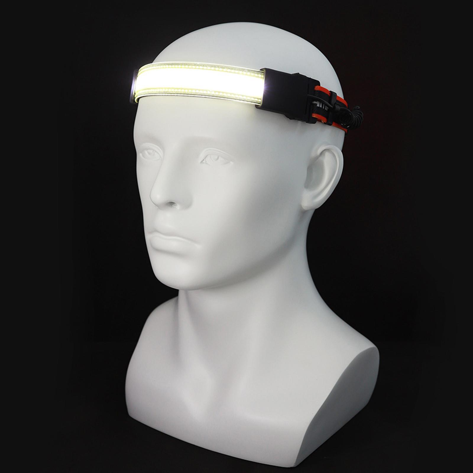 2x Bright USB COB+LED Elastic Head Band Headlamp Torch Floodlight Rechargeable