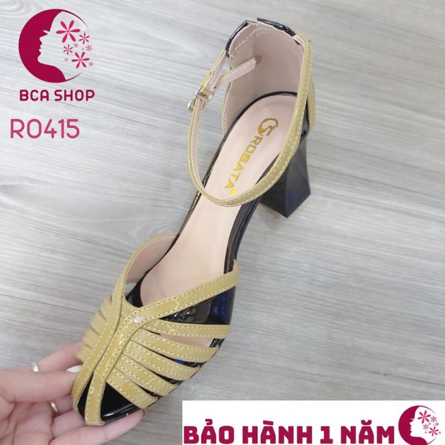 Giày cao gót nữ 7p RO415 ROSATA tại BCASHOP giày chuẩn khiêu vũ, phối màu sành điệu và thời trang - màu đen phối vàng