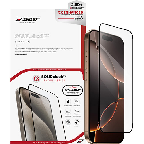 Dán màn hình cường lực Full viền Zeelot SOLIDsleek iPhone 16 Series - Hàng chính hãng