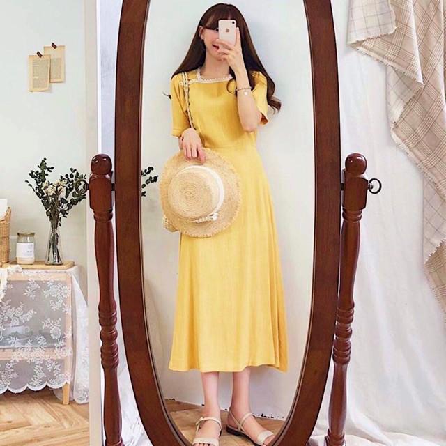 Đầm Suông Dài Viền Ren Nhiều Màu