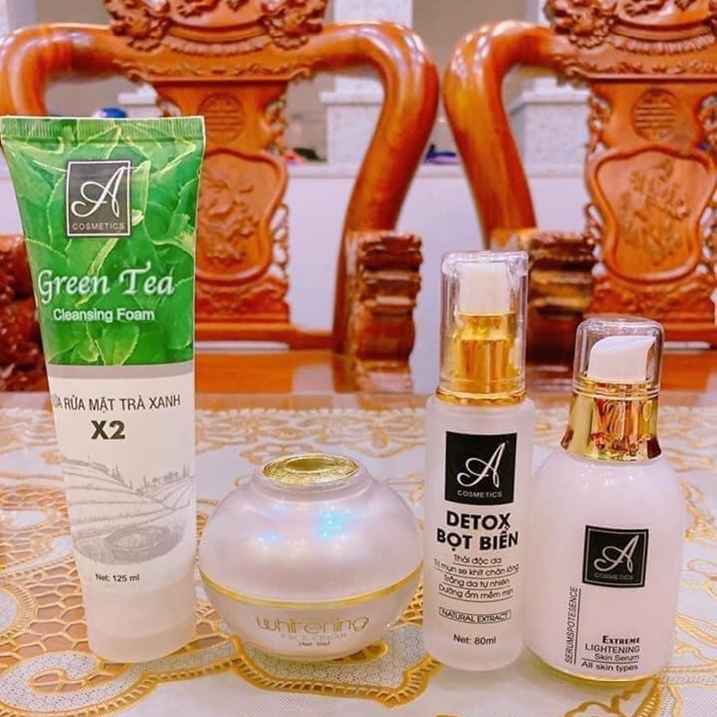 Bộ sản phẩm chăm sóc da mặt hoàn hảo Acosmetics (Sữa rửa mặt, Detox, Serum và Kem face Pháp)