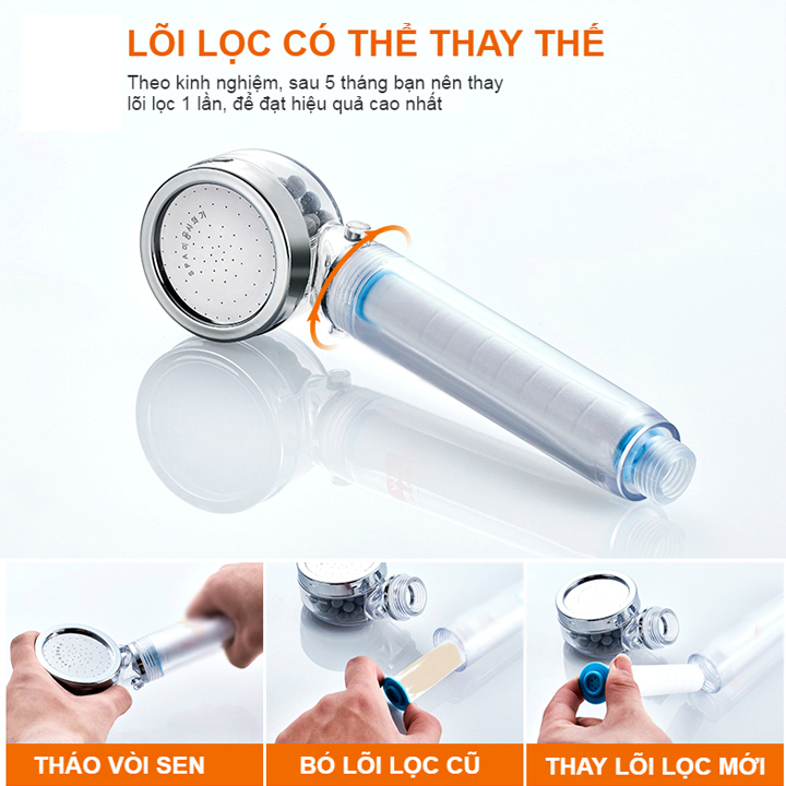 Vòi sen YC-300 tăng áp lõi lọc nước khử khuẩn Hàn Quốc - Tặng thêm 1 lõi lọc GD00006