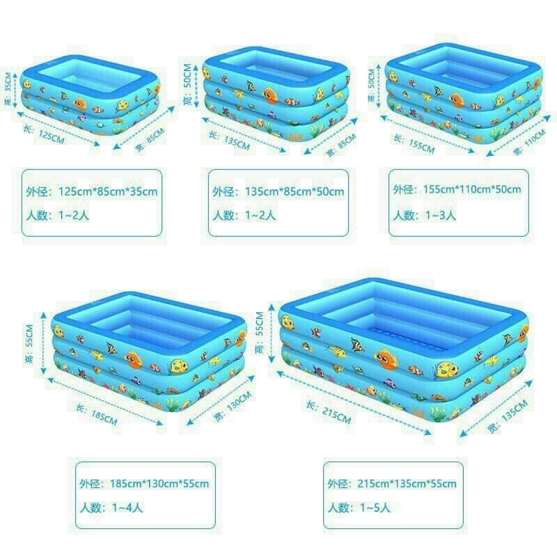 BỂ BƠI PHAO BƠI 1,2M/1,3M/1,5M/1,8M/2,1M CHỮ NHẬT 3 TẦNG -