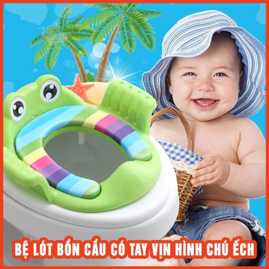 Bệ lót bồn cầu có tay vịn hình chú ếch