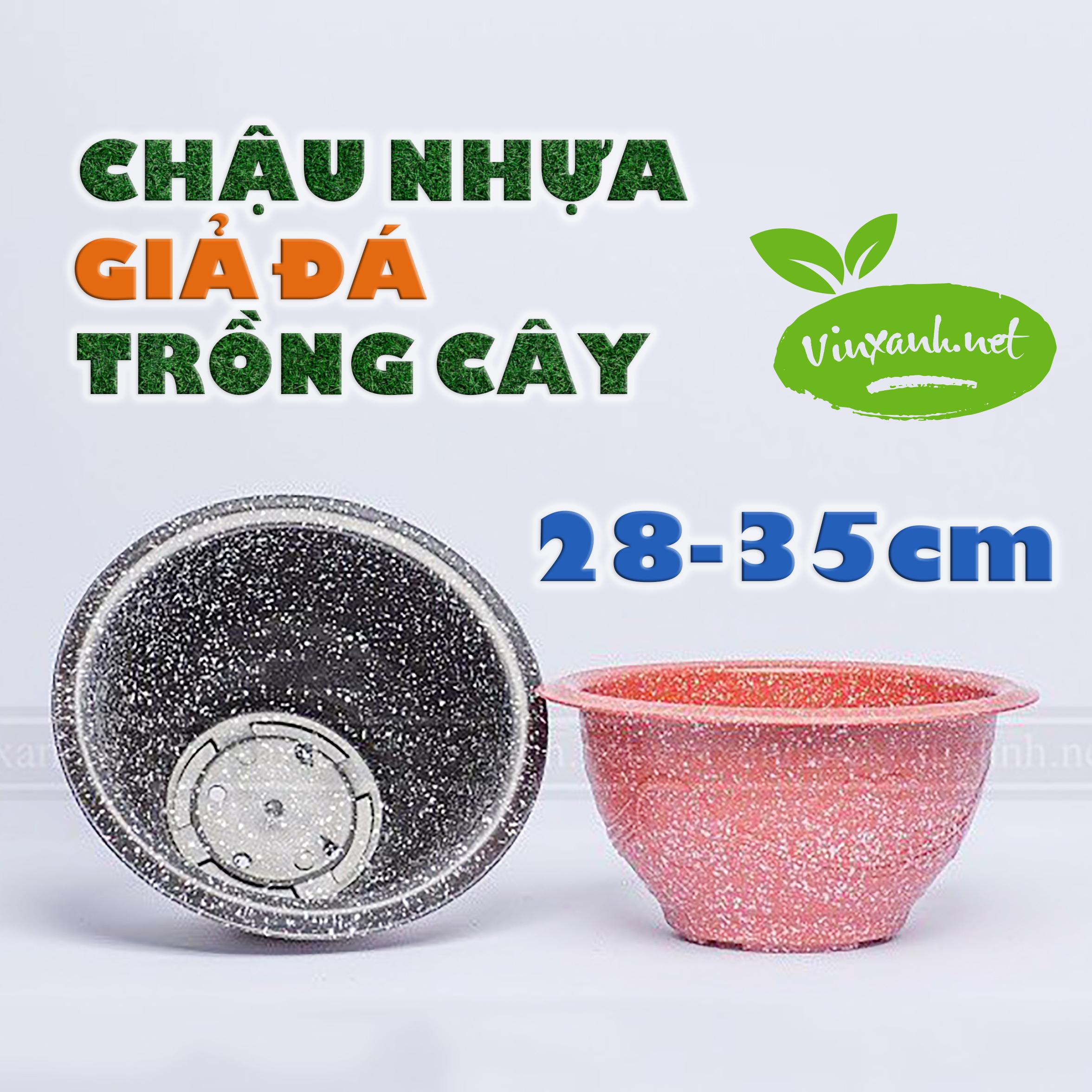 Chậu nhựa trồng cây loại giả đá có 2 màu đen đỏ , dày dặn cứng cáp phù hợp trồng nhiều loại cây