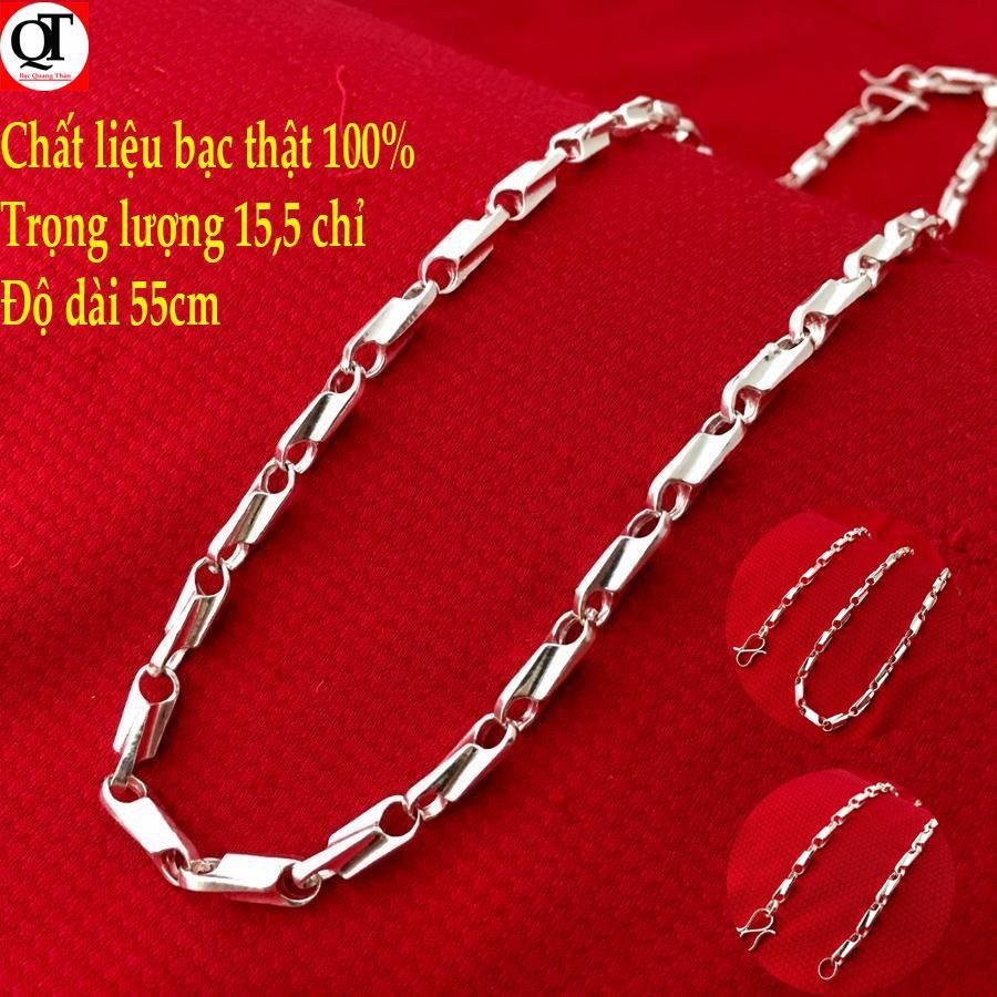 Dây chuyền bạc nam Bạc Quang Thản thiết kế kiểu dây tròn độ dài 50cm, trọng lượng có nhiều lựa chọn chất liệu bạc ta.