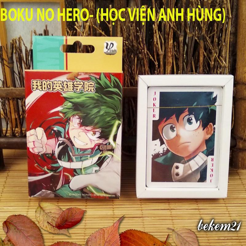 có hộp đựng) Bộ bài Tây anime BOKU NO HERO , bộ Tú Học Viện Anh ...