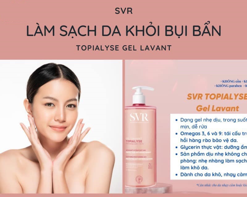 Sữa rửa mặt SVR Topialyse Gel Cho Da Khô Da Nhay Cảm Hồng Mẫu Mới