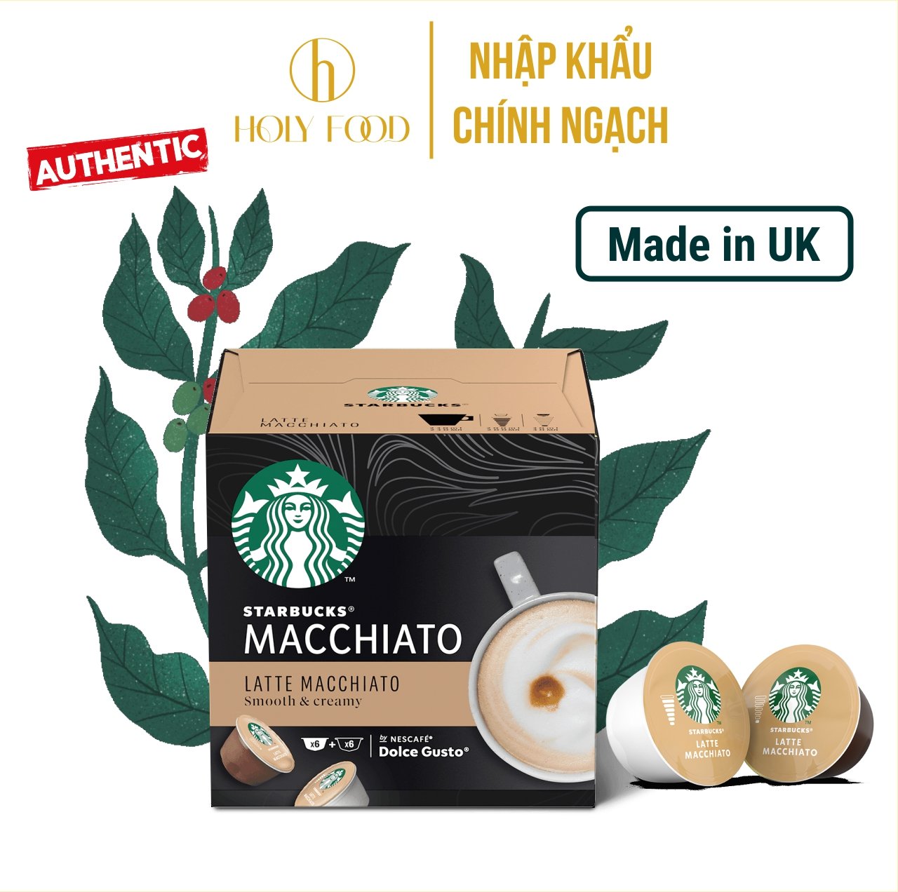 Cà phê viên nén vị Latte Macchiato Starbucks dành cho máy Dolce Gusto Hàng nhập khẩu Anh hộp 12 viên