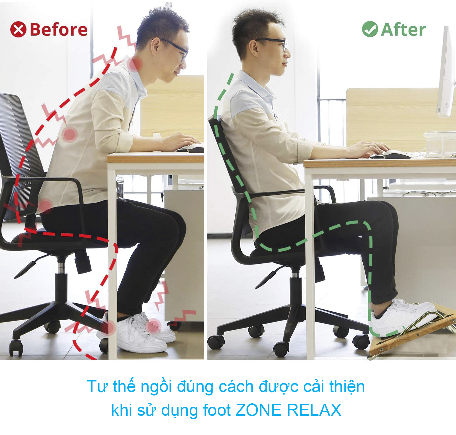 Giá Kê Chân Thư Giãn Công Thái Học Foot ZONE RELAX FZR-200 -Tặng Ngay Phụ Kiện Đệm Êm Chân FZR-A01