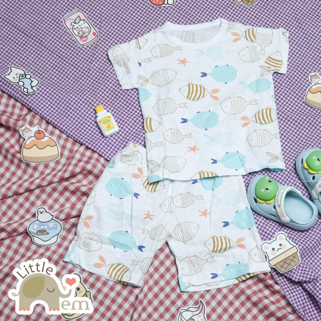 Bộ đồ bé trai Cotton tre cộc tay  _ Fish