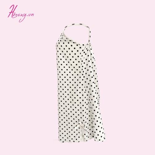 HISEXY Đầm Ngủ 2 Dây Mặc Nhà Chấm Bi Lụa Hàn Đủ Size Dưới 75Kg