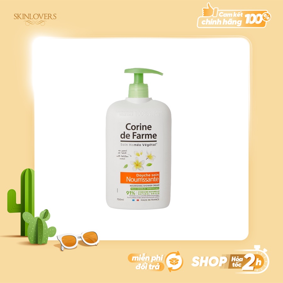 [ Tặng tẩy da chết Cafe 200ml ] Sữa tắm dưỡng da Corine de Farme tinh chất Tahitian Monoi 750ML