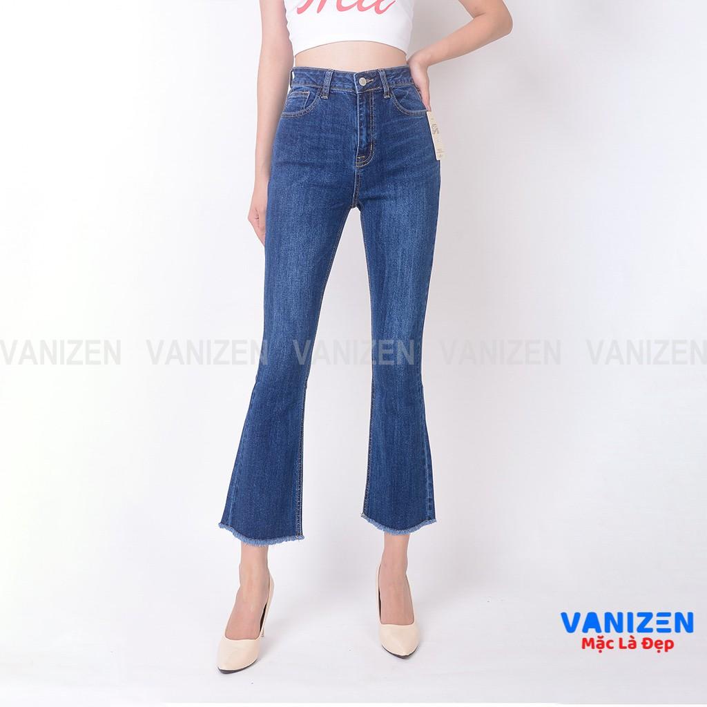 Quần jean nữ ống loe đẹp lưng cao cạp cao trơn hàng hiệu cao cấp mã 343 VANIZEN