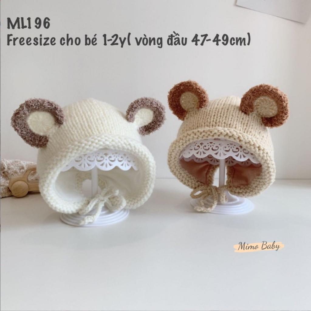 Mũ nón len mùa đông vành xoắn đan tai chuột dễ thương cho bé ML196 Mimo Baby
