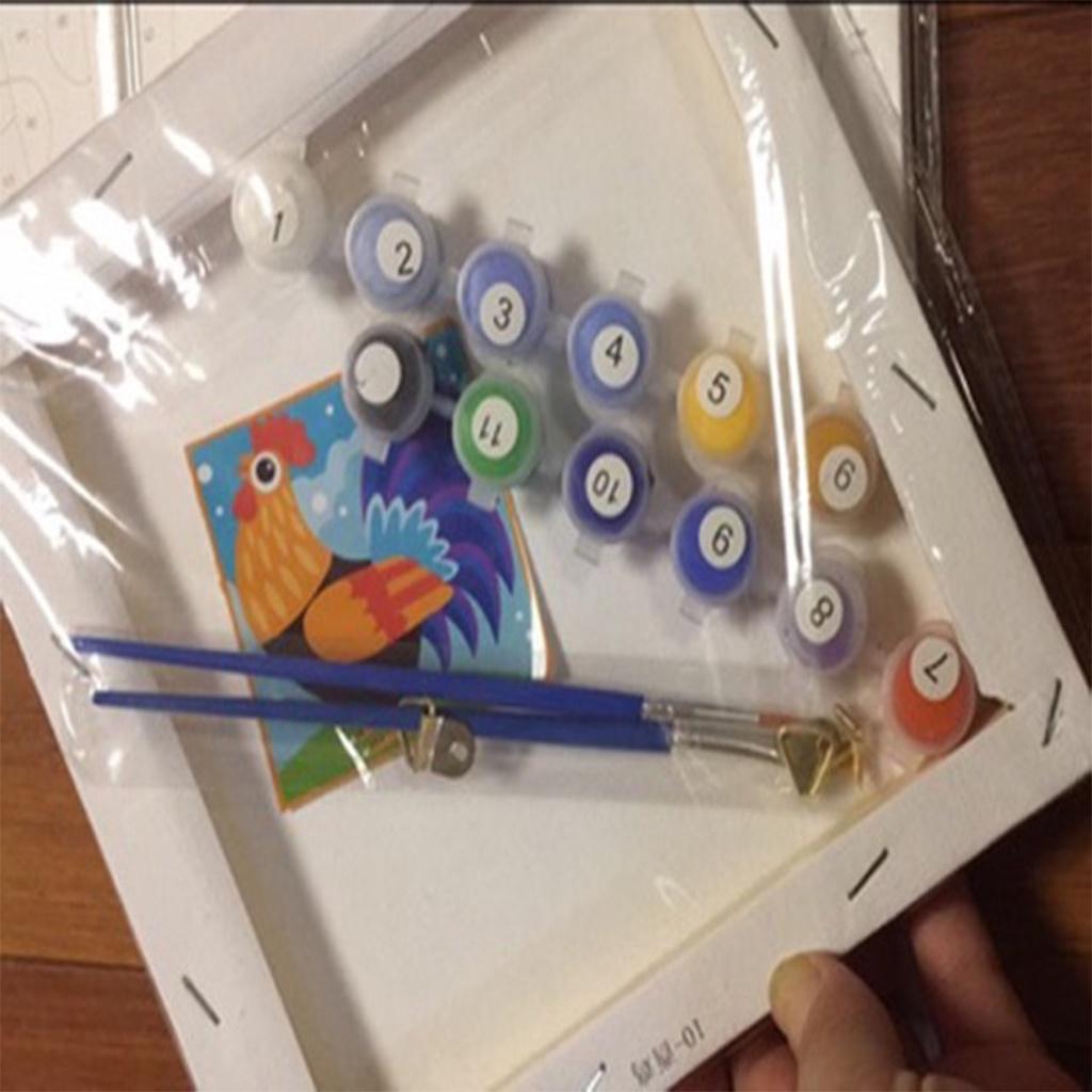 Tranh tô màu số hóa Hoạt Hình Nghộ Nghĩnh Size 20x20cm đã căng khung dành cho bé