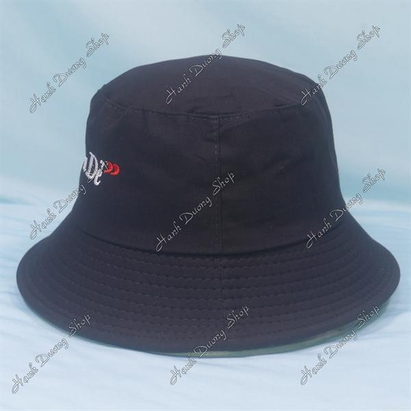 Nón tai bèo mũ bucket vành nhỏ thêu chữ Hay Ra Dẻ - Đen
