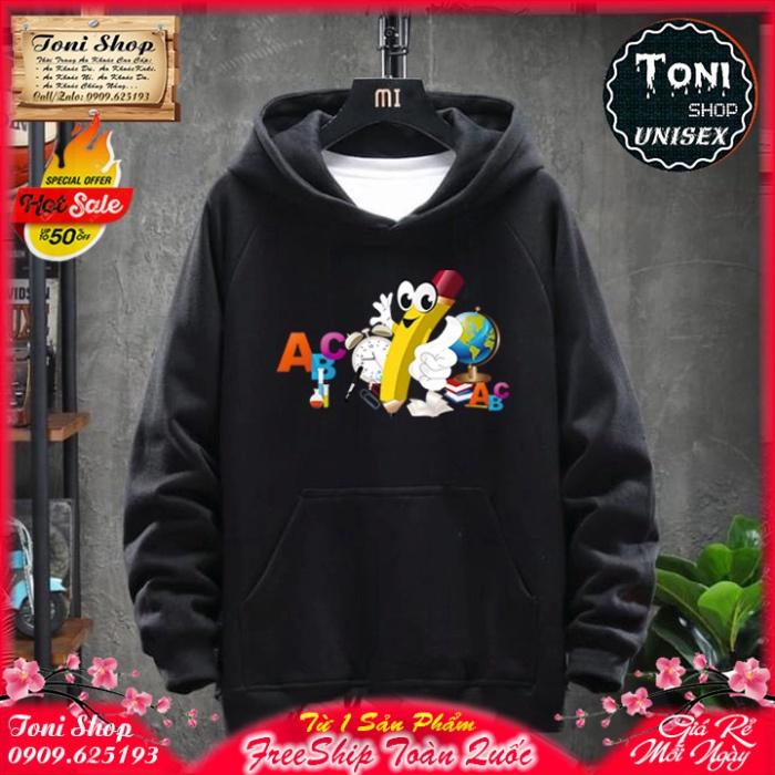 ÁO HOODIE ABC BÚT CHÌ Nỉ Ngoại Cao Cấp - In Pet Siêu Bền Siêu Đẹp (HD6040 - Kèm Ảnh Thật) (TONI SHOP)