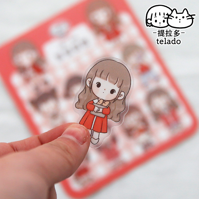 S58 - Set 10 stickers PET chống nước nữ sinh dễ thương Telado trang trí bình nước, đồ dùng học tập, sổ bullet journal