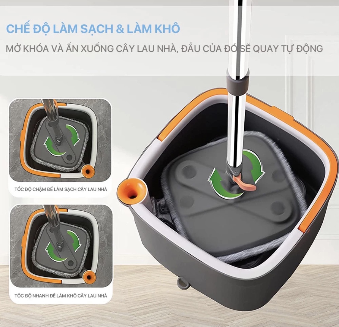 Cây Lau Nhà 2 Ngăn Tự Vắt Tách Nước Sạch Riêng Biệt Joybox