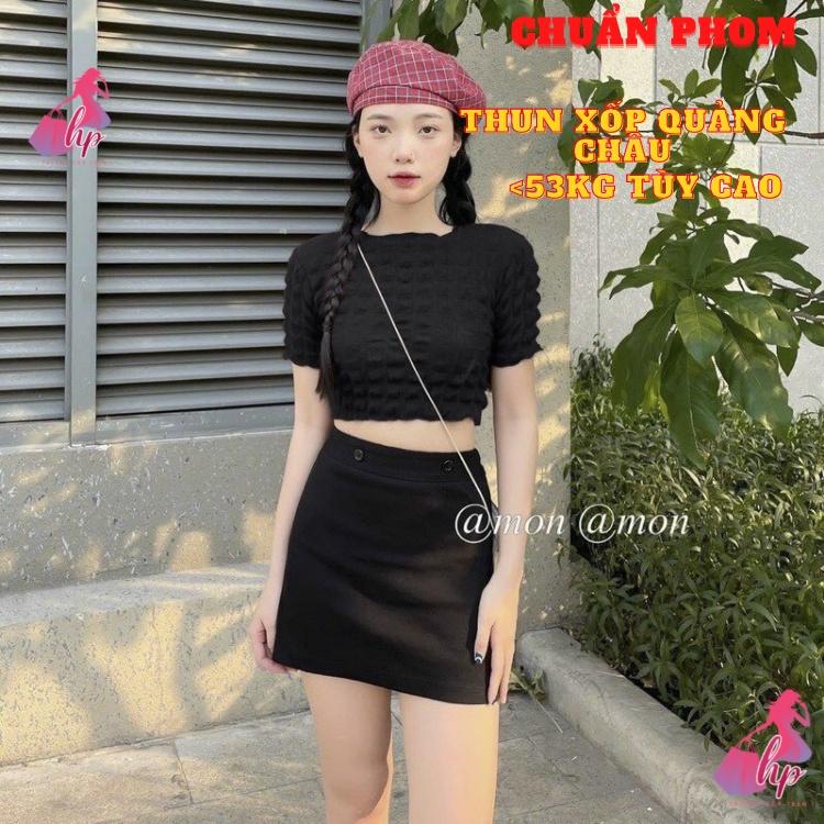 Áo kiểu croptop nữ đẹp ôm body tay ngắn dễ thương thời trang 2021 phong cách hàn-A163