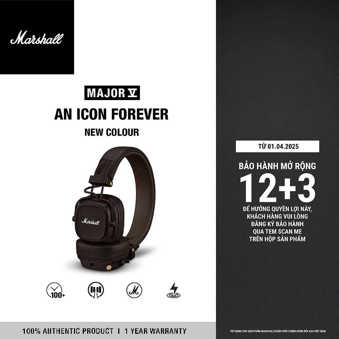 [MÀU MỚI VỀ] Tai nghe Bluetooth Marshall Major V - Pin lên đến 100 giờ - Hàng chính hãng