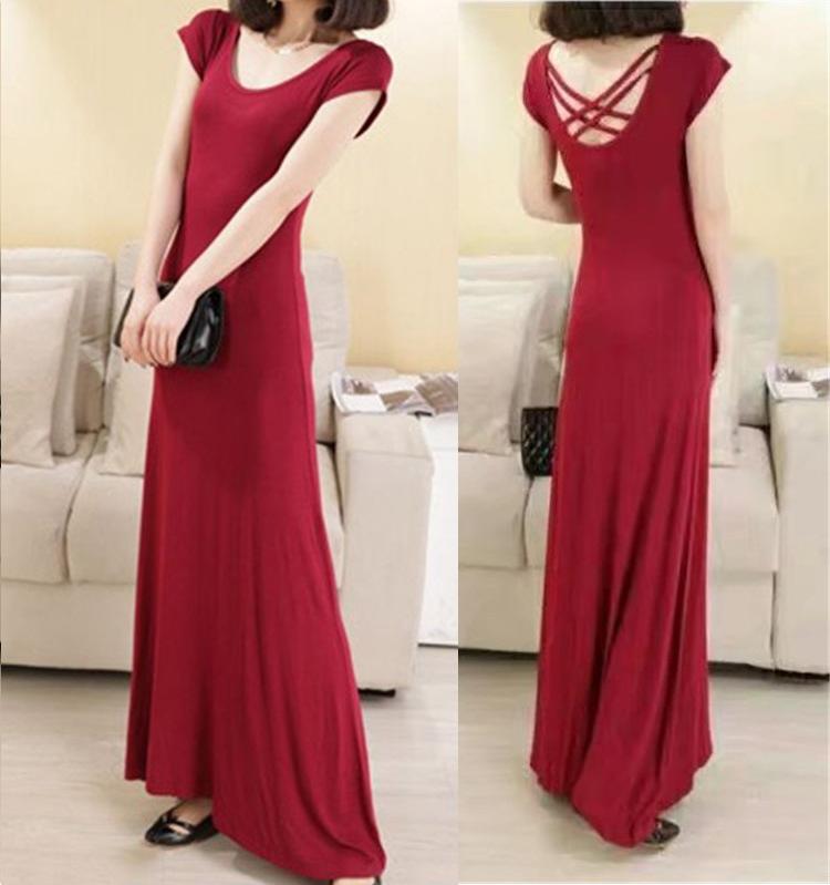 Đầm maxi nữ ôm body hở lưng - Đỏ - Free size