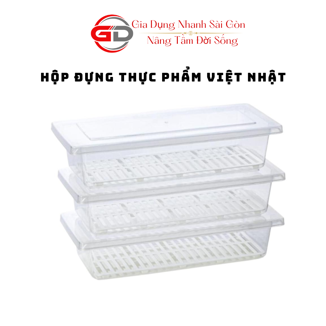 Hộp Đựng Thực Phẩm Hoa Quả,Thức Ăn, Rau Củ Có Khay Để Tủ Lạnh Bằng Nhựa PP An Toàn Cho Sức Khỏe Hàng Việt Nhật