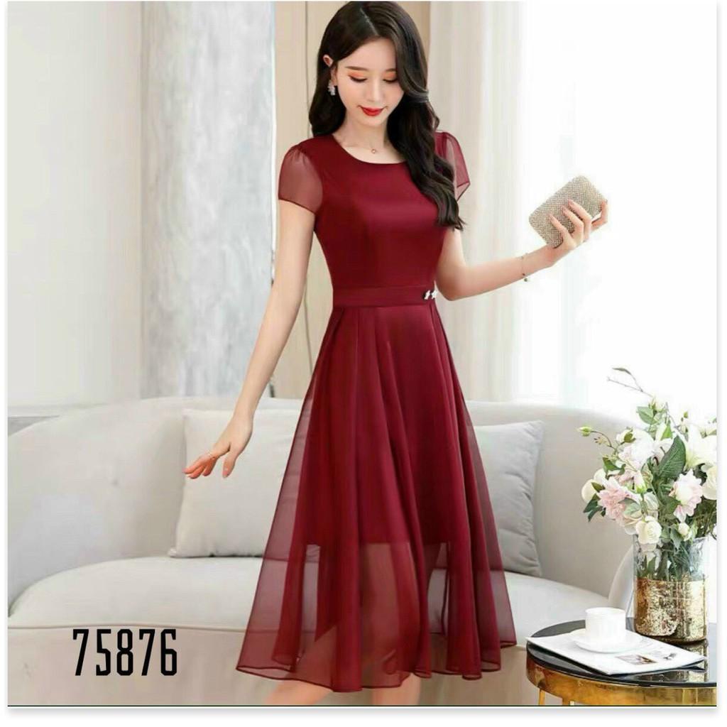 ĐẦM VOAN CHIFFON,CHẤT LIỆU VÃI THOÁNG MÁT,THIẾT KẾ HỌA TIẾT TRƠN NHƯNG KHÔNG KÉM PHẦN SANG TRỌNG THỜI TRANG LANO STORE 9
