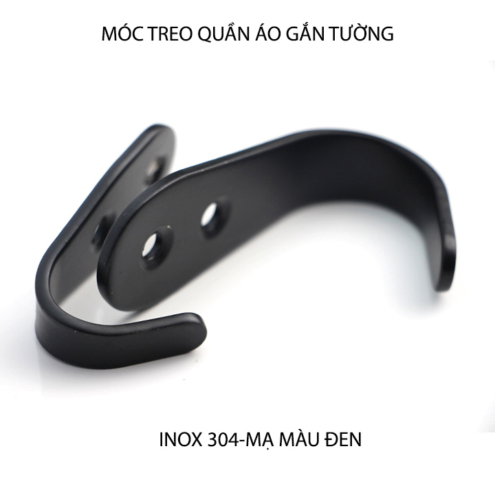 Móc treo quần áo inox 304 dày 2.5mm mạ màu đen, loại móc đơn