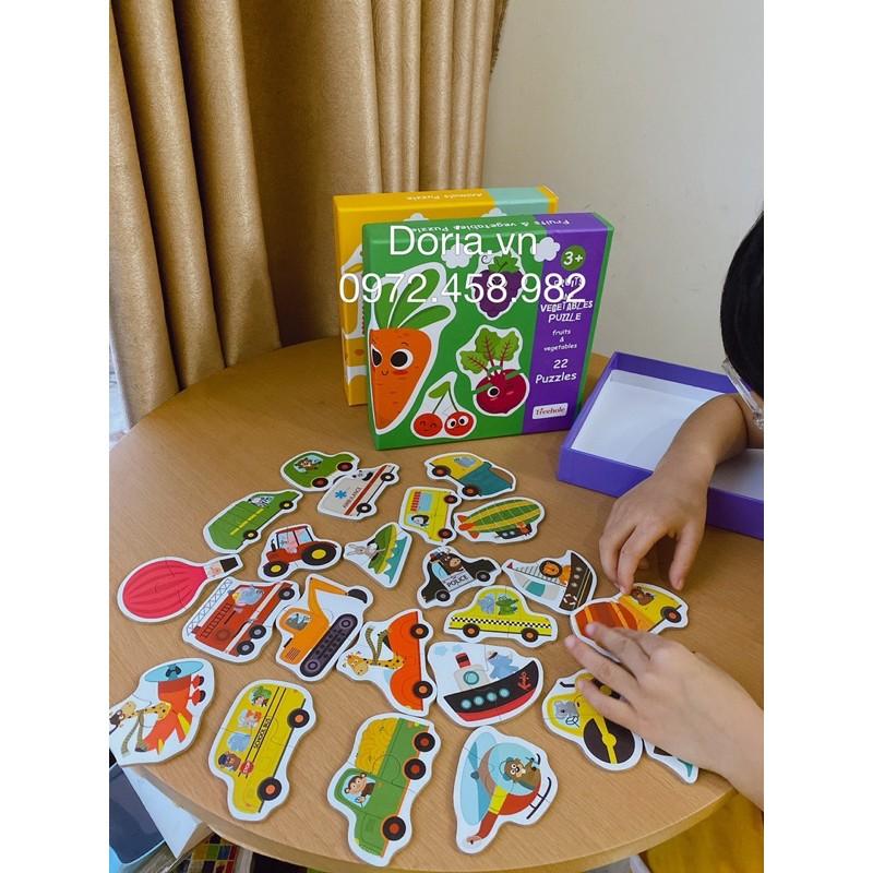 Đồ Chơi An Toàn - Ghép Hình, Xếp hình puzzle 2 mảnh gỗ đồ chơi thông minh cho bé yêu